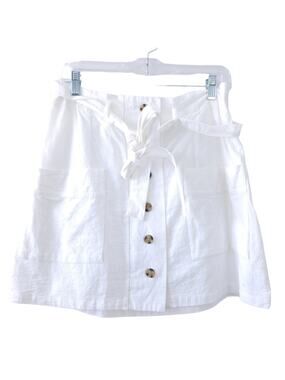 Hesperus White Skirt Button Down Size Large Summer Skirt, Front Tie